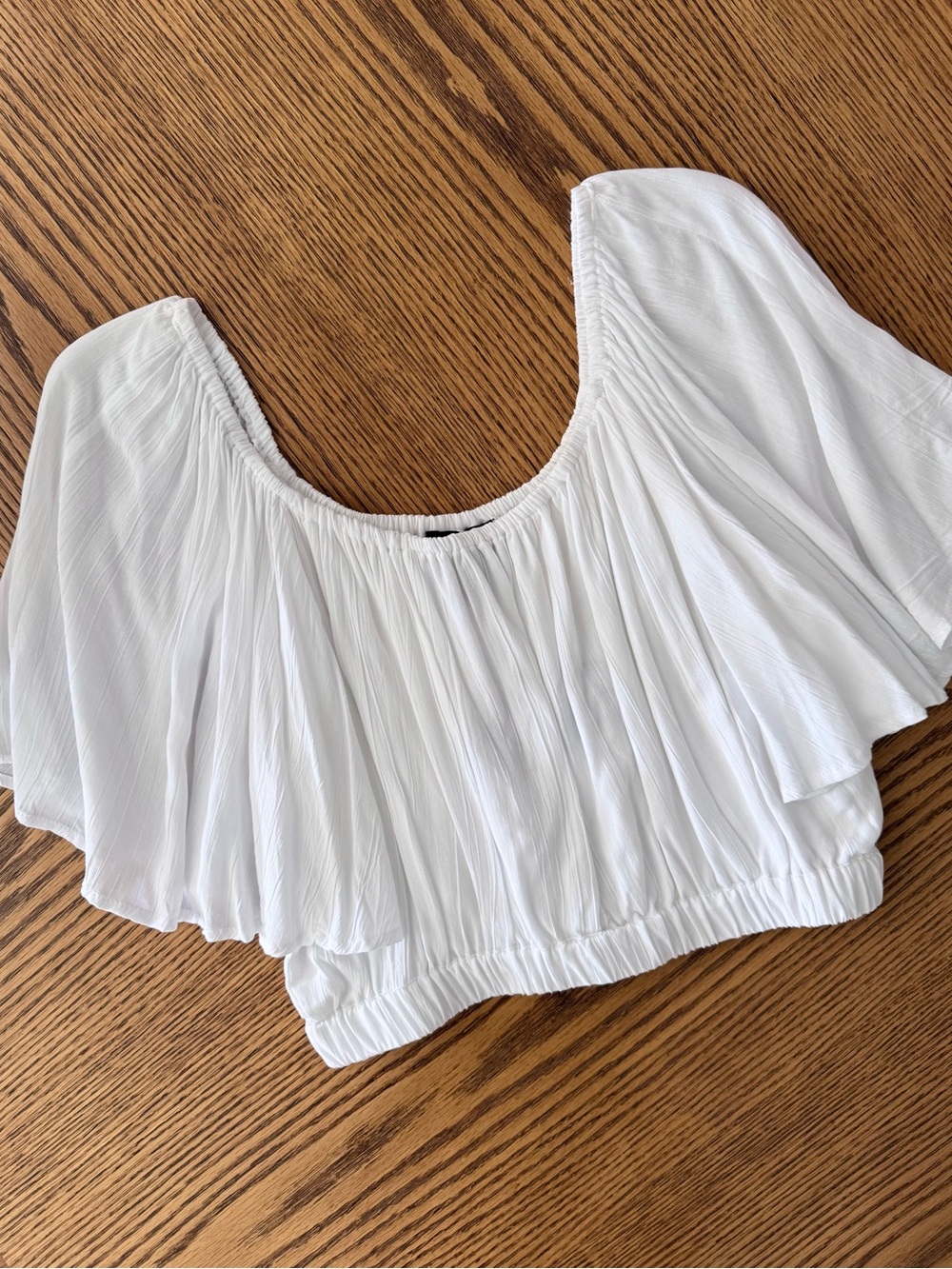 ANGIE Boho Short Sleeve Top - White